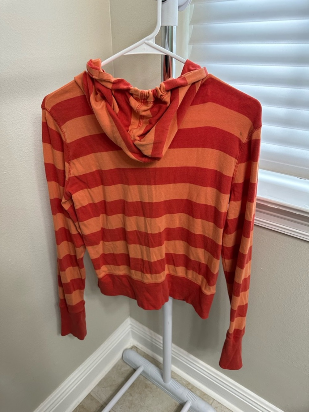 Aerie Striped light and dark orange zip hoodie, M - Picture 2 of 8